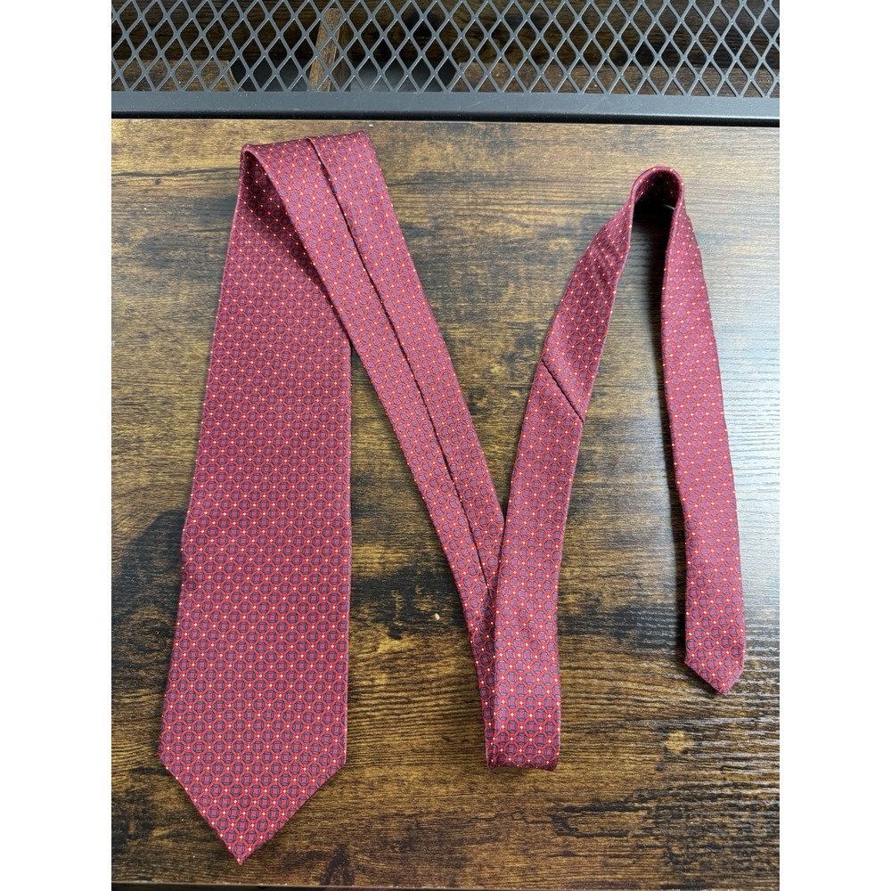 Croft & Barrow Red Blue 100% IMPORTED SILK Mens Tie Classic 57" USA Made EUC